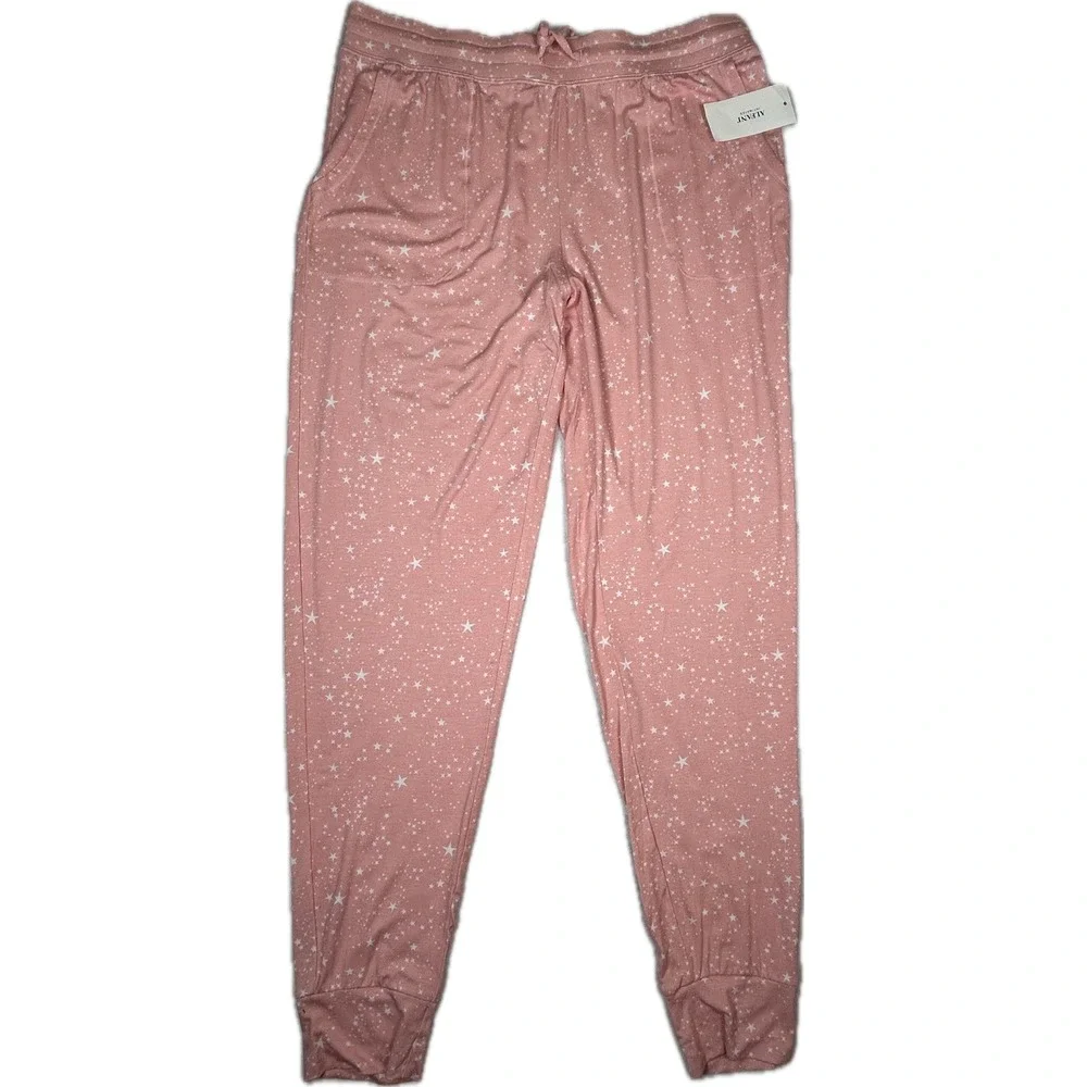 Alfani Intimates Womens Small Pajama Set Pink Star Print Rayon  NWT